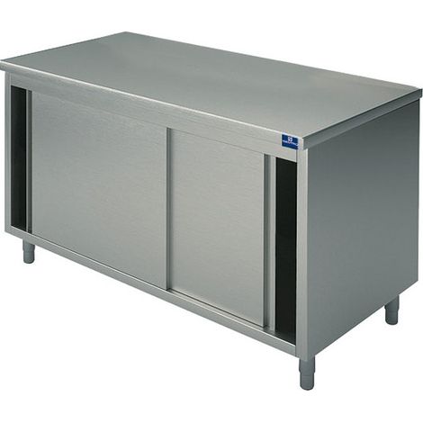 Table armoire neutre avec portes coulissantes, sans dosseret, 1000x700 mm - VIRTUS