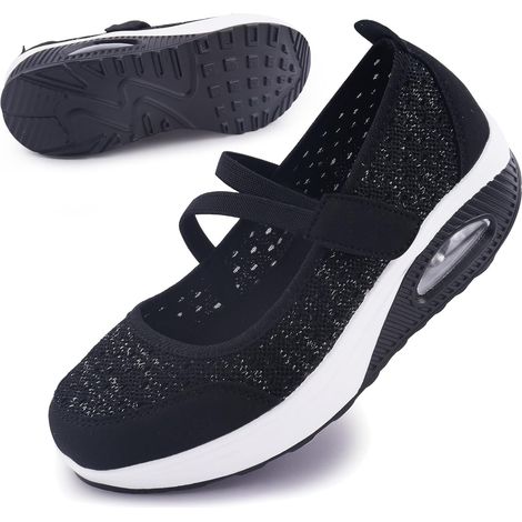 Femmes Confortable Travail Infirmière Chaussures Antidérapantes Réglable Respirant Walking Buffer Fitness Casual Nursing Orthèse Baskets Légères, Paillettes (1/5)