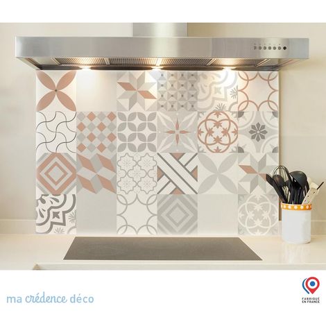 Fond de hotte : Carreaux ciment rouge - Verre trempé - 60 cm - 45 cm (1/5)