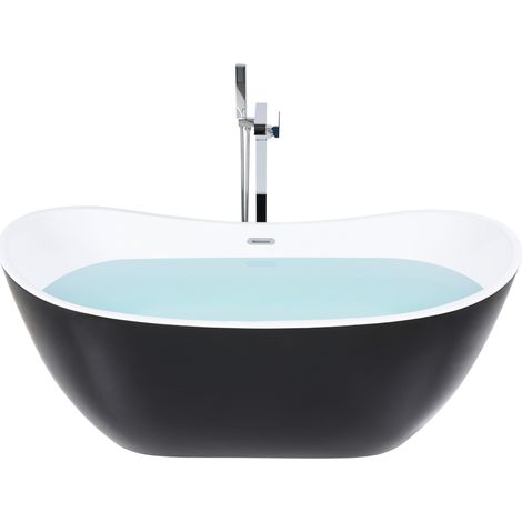 Bañera independiente de acrílico negro plateado con rebosadero 170 cm moderno Antigua