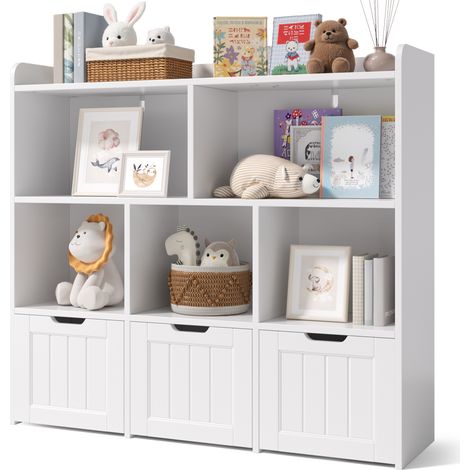Meuble rangement jouets enfant bibliothèque 3 tiroirs 6 étagères (1/5)