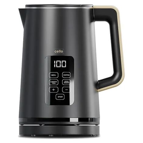 Cello Electric Digital Kettle with Temperature Control, 3000W Rapid Boil, LED Display, 1.7 Litre,, Black (1/4)