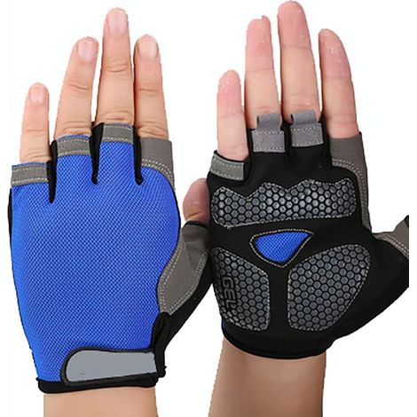 Gants de sport demi-doigts une pièce, gants de fitness respirants pour l'escalade, gants d'entraînement de cyclisme unisexe M (bleu) Circonférence de la paume 20 cm Longueur 14 cm (1/2)