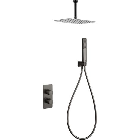 Set doccia termostatico incasso Arezzo finitura gun metal spazzolato [ IMEX® ] (1/4)