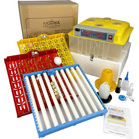 INCUBATRICE 56 PLUS KIT TRE CESTELLI VARIE SPECIE DI UOVA SET SVEZZAMENTO IGROMETRO UMIDIFICATORE AVICOLTURA (1/5)