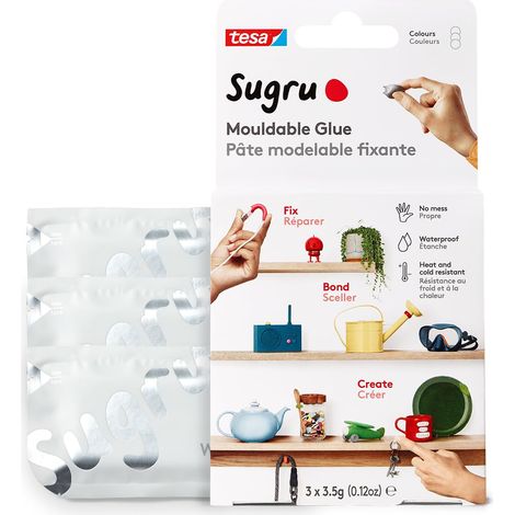 Sugru Colla modellabile di tesa, adesivo forte per tutti gli usi, confezione da 3 (3 x 3.5 g) in bianco (1/5)