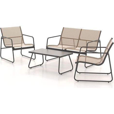 TrAdE Shop Traesio - Set Giardino Salotto Da 4pz Da Esterno Con Divano 2 Poltrone Tavolino Tortora 656003a - (1/5)