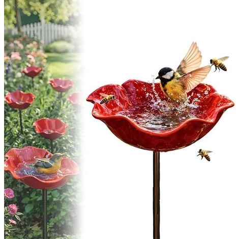 Bain d'oiseaux - Mangeoire de jardin - Bain d'oiseaux sur pied - Bain d'oiseaux - Bain d'oiseaux d'extérieur - Décoration de jardin pour oiseaux - Abreuvoir pour oiseaux sauvages - Décoration pour jar (1/5)