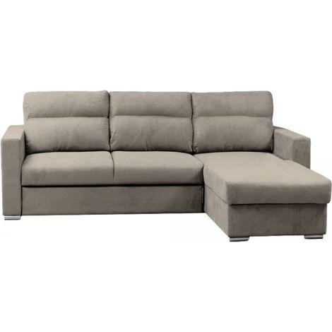 Divano con penisola Elba con letto estraibile e penisola contenitore reversibile in tessuto Neve 16 taupe