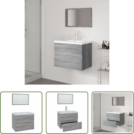 Miroir de maquillage - Meubles de salle de bain Sonoma gris Bois d'ingénierie (1/5)