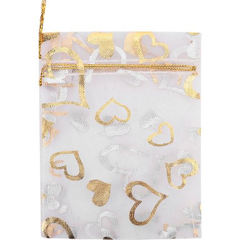 100 Sachet en organza, fermeture cordon, 5 couleurs, pour mariage, fête, cadeau, bijoux, bonbons (1/5)