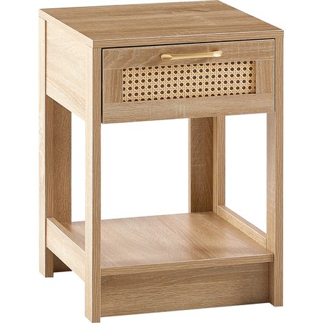 CAIziTable d’appoint en rotin avec tiroir, table de chevet moderne H55x40x40 (1/5)