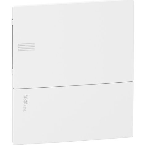 Schneider Electric – Mini coffret encastré 1x8 – MIP21108 – Portillon opaque blanc – Bornier de terre pour sécurité accrue – Installation discrète