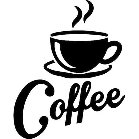 Tasse de café + café" Stickers Muraux Cuisine Noir Café Décor pour Café Bar Café Station Café Amovible Cuisine Wall Art Stickers (1/5)