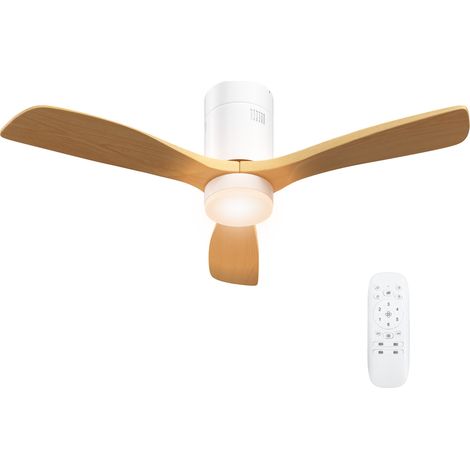 HOMCOM Deckenventilator mit Beleuchtung und Fernbedienung 117 cm LED Lampe mit Ventilator, 3 Flügeln, Umkehrbarer DC Motor, 3 Lichtfarben, 6 Geschwindigkeiten, Timer für Schlafzimmer (1/5)
