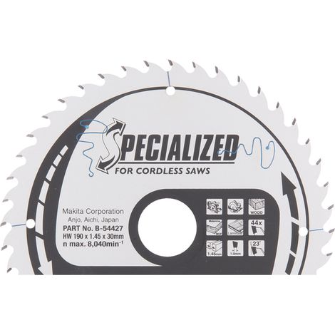 Lame de scie Makita SPECIALIZED 190x1 45x30 0 mm Z44 23°