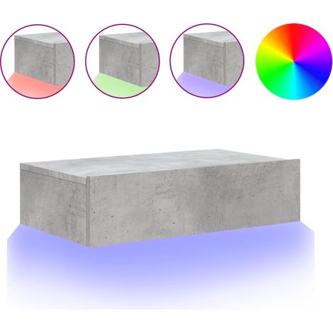 Meuble TV  Banc TV  Armoire TV avec éclairage LED gris béton 60x35x15,5 cm (1/5)