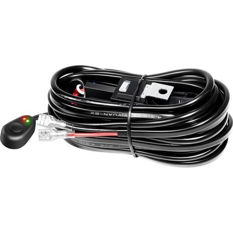Câblage à barres lumineuses LED Faisceau de Fil avec Relais et Interrupteur 12V 40A pour Voiture SUV ATV 4x4 et Camion Offroad Tout-terrain (Mode A fit pour 1 lampe) (1/4)