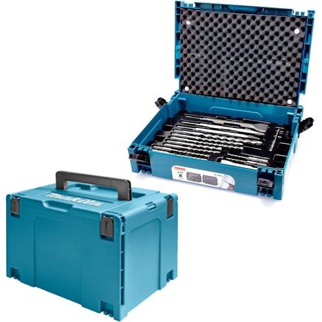 Makita 17 Piece SDS Plus Drill Bit + Bullet Cold Flat Chisel Set + Makpac 4 Case (1/4)