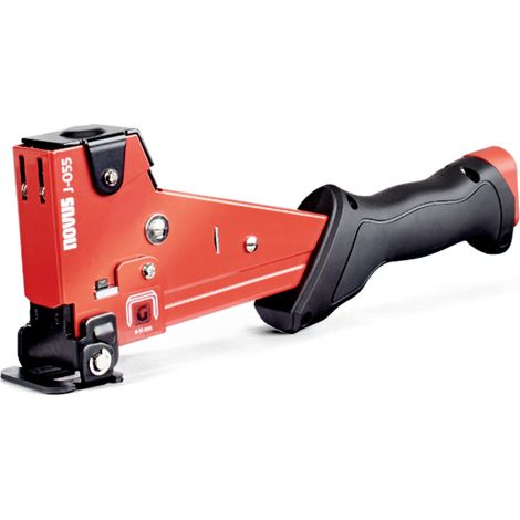 Novus Tools Hammertacker J-055, 6–14 mm Typ G, Premium-Tacker geeignet für Flachdrahtklammern mit Prallplatte für Oberflächenschutz 030-0454