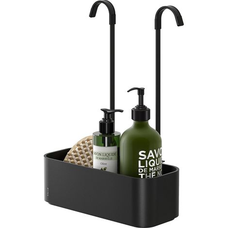 Etagere de Douche, Panier à accrocher à un robinet, Noir, 25 x 12 x 34 cm (1/5)
