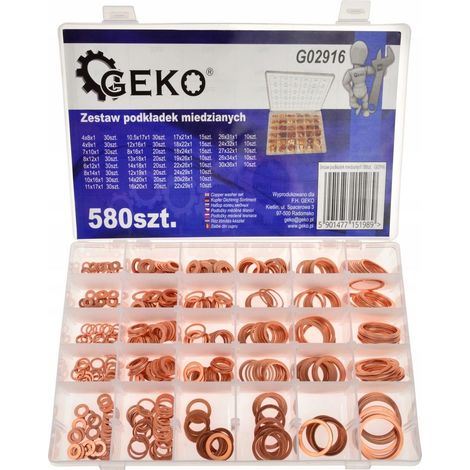 Geko Kit de rondelles en cuivre 580 pièces variées