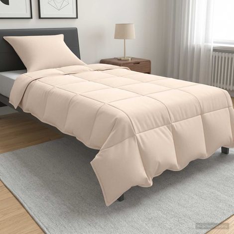 vidaXL Set di Piumoni 2 pz 140 x 200 cm Tutte le stagioni Beige (1/5)