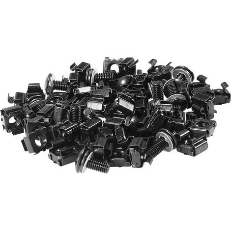 Écrou À Cage M6 - Noir - Conforme TAA - Outil Dinstallation Inclus - Pack De 50 (1/5)