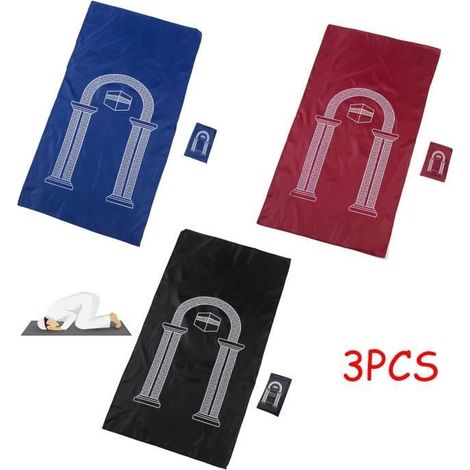 Tapis de Prière Musulman,Couverture de Prière Islam,Tapis de prière coran portable,avec Sac de Rangement,pour Ramadan,Eid al-Fitr (1/4)