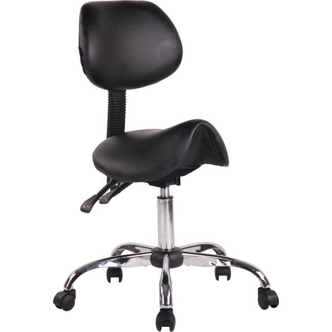 Sgabello da lavoro con seduta a sella regolabile e girevole in PVC nero TABO10074