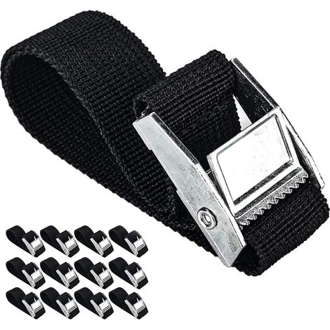 12PCS Sangle D'Arrimage, Longueur 40 cm，Sangle de Ttension avec Serrure à Pince, Sangles d'arrimage pour la Fixation au Porte-vélos, (1/5)
