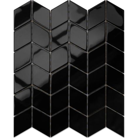 Mosaïque en verre sur filet pour salle de bain et cuisine 26.5cm x 30.5cm - Black puma (1/5)