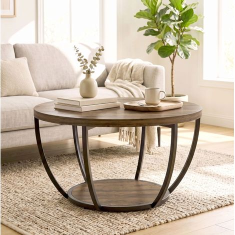 Credenza 80/80/43,8 cm marrone e nero con 2 ripiani (1/5)