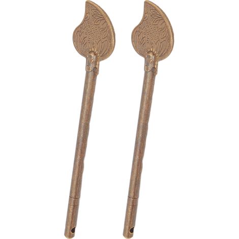Lot de 2 goupilles de verrouillage de porte en laiton style rétro, forme de feuille, 11 cm. (1/5)