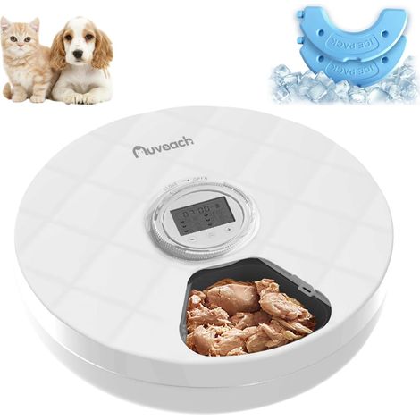 Automatic Cat Food Dispenser Wet and Dry Dog Food Dispensers with Two Ice Blocks Wireless Automatic Feeder with Programmable Timer, 6 Fresh Meals (1/5)