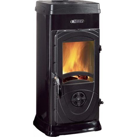 Stufa a Legna Nordica Ghisa e Acciaio 6,3kW Riscaldamento 143m3- Nero (1/5)