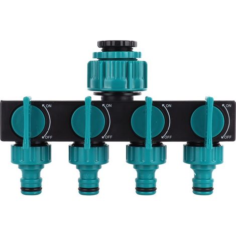 Distributeur de tuyau à quatre voies, raccord de tuyau de robinet, adapté aux outils d'irrigation de jardin et agricoles. (1/5)