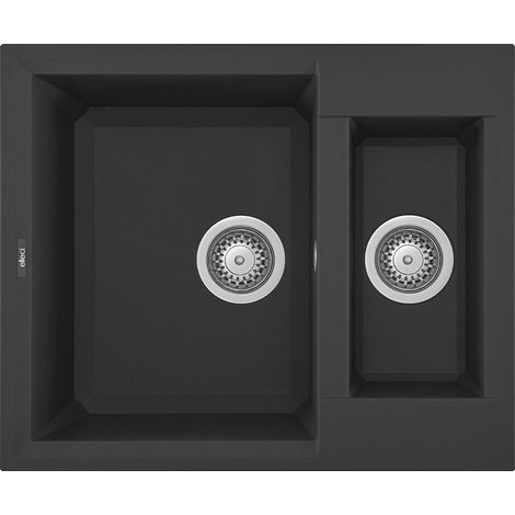 Lavello Elleci Incasso 2 vasche 60x50 Easy 150 Granitek Nero Full Black LGY15040 (1/2)