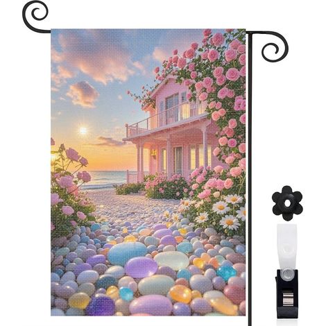 Drapeau de jardin extérieur décoration saisonnière toile durable double face 30 x 45 cm pour porche et cour (1/5)