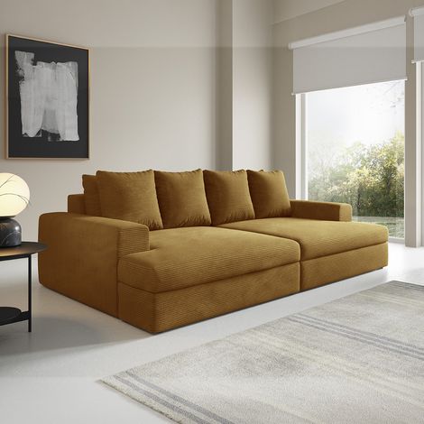 Gerade 3-Sitzer-Sofa mit tiefer Sitzfläche Paola Senfgelb