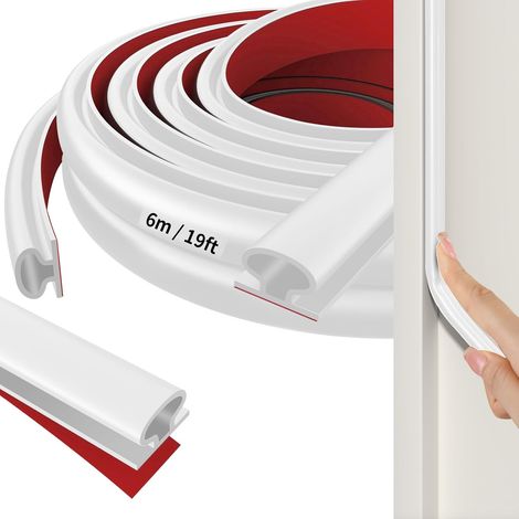 Bandeau d'étanchéité blanc de 6 m - Profilé antibruit en D pour portes/fenêtres (1/5)