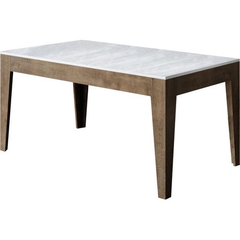 Table rectangulaire extensible 160-220cm noyer et blanc Mixa (1/5)