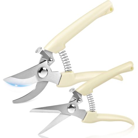(2-teiliges) Gartenscheren-Set, 185 mm Kreuzschere und 185 mm Heckenschere, robuste Gartenschere für Pflanzen, Hecken und Blumen (1/5)