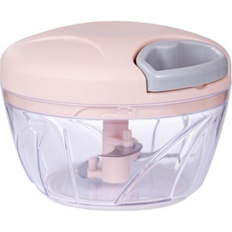Procesador de alimentos manual con cable y picadora integrada para picar cebollas, pimientos, jengibre y otras especias. 1 electrodoméstico de tamaño mediano, color rosa. (1/5)