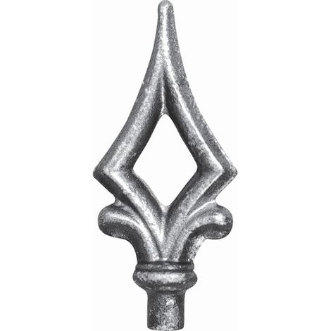 Pointe de lance ajourée - H125mm L55mm Ø15mm - Avec tige pour manchonner dans tube creux - Fer forgé - À souder - DECO FER FORGE