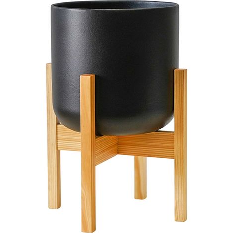 Lisbon Pot and Stand - Ceramic - L20.5 x W20.5 x H34.5 cm - Anthracite