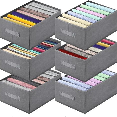 Organisateur Armoire Vetement Pliable Boite de Rangement Dressing avec Poignée Sous Rangem 6 pcs (1/5)