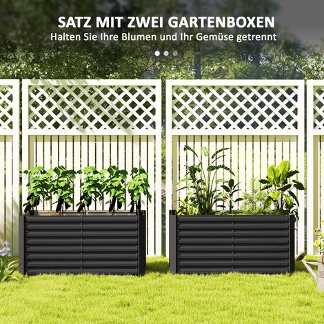 Set aus 2 Hochbeeten, Pflanzkästen, extra tief, Metall, 120 x 60 x 60 cm, dunkelgrau. (1/5)