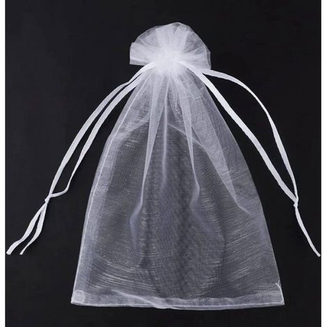 Sachet En Organza - 20x30 Cm - Blanc Transparent - Avec Cordon De Serrage - Réutilisable - Pour Cadeaux Et Bijoux - 100 Pièces (1/5)
