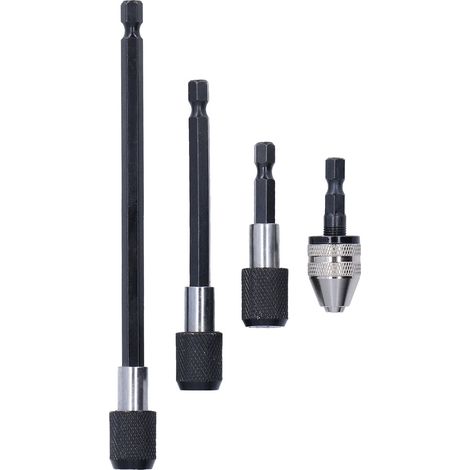 Lot de 3 embouts rallonge mandrin 1/4in acier vanadium chrome aimanté pour visseuse perçage rapide (1/5)